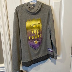 Under Armour LA Lakers long sleeve tee with hood. Youth small